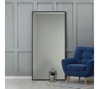 MirrorOutlet The Naturalis - Solid Black Oak Rounded Corner Modern Leaner Wall Mirror 67" X 33" (170CM X 85CM) 48m deep frame Premium Mirror Glass with Black Backing. Scandinavian Inspired!