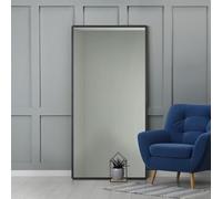 MirrorOutlet The Naturalis - Solid Black Oak Rounded Corner Modern Leaner Wall Mirror 67" X 33" (170CM X 85CM) 48m deep frame Premium Mirror Glass with Black Backing. Scandinavian Inspired!