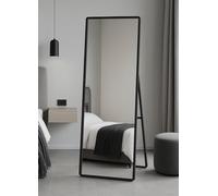 MirrorOutlet The Naturalis - Solid Black Oak Rounded Corners Modern Full Length Cheval Mirror 67" X 23" (170CM X 58CM) 48m deep frame Premium Mirror Glass with Black Backing. Scandinavian Inspired!