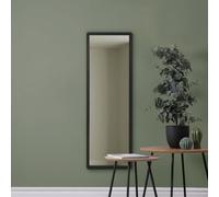 MirrorOutlet The Naturalis - Solid Black Oak Rounded Corners Modern Leaner Wall Mirror 47" X 15.7" (120CM X 40CM) 48m deep frame Premium Mirror Glass with Black Backing. Scandinavian Inspired!