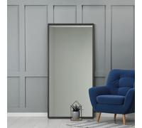 MirrorOutlet The Naturalis - Solid Black Oak Rounded Corners Modern Leaner Wall Mirror 63" X 31" (160CM X 80CM) 48m deep frame Premium Mirror Glass with Black Backing. Scandinavian Inspired!