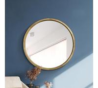 MirrorOutlet The Naturalis - Solid Oak Round Circular Modern Wall Mirror 35" X 35" (90CM X 90CM) 48m deep and 24mm wide frame. Scandinavian Inspired!, Brown