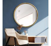 MirrorOutlet The Naturalis - Solid Oak Round Circular Modern Wall Mirror 39" X 39" (100CM X 100CM) 48m deep and 24mm wide frame. Scandinavian Inspired!, Brown