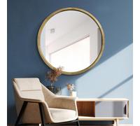 MirrorOutlet The Naturalis - Solid Oak Round Circular Modern Wall Mirror 39" X 39" (100CM X 100CM) 48m deep and 24mm wide frame. Scandinavian Inspired!, Brown