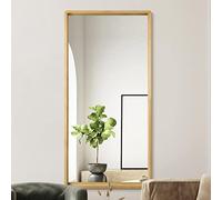 MirrorOutlet The Naturalis - Solid Oak Rounded Corner Modern Full Length Leaner Wall Mirror 67" X 33" (170CM X 85CM) 48m deep frame Premium Mirror Glass with Black Backing. Scandinavian Inspired!…