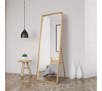 MirrorOutlet The Naturalis - Solid Oak Rounded Corners Modern Full Length Cheval Mirror 67" X 23" (170CM X 58CM) 48m deep frame Premium Mirror Glass with Black Backing. Scandinavian Inspired!…