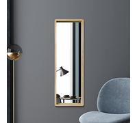 MirrorOutlet The Naturalis - Solid Oak Rounded Corners Modern Full Length Leaner Wall Mirror 47" X 15.7" (120CM X 40CM) 48m deep frame Premium Mirror Glass with Black Backing. Scandinavian Inspired!