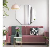 MirrorOutlet The Octa - Large Bevelled edged Modern Octagonal Wall Mirror 31" X 31" (80cm X 80cm) Silver Mirror Glass On A Black Backing