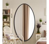MirrorOutlet The Ovale - Large Black Framed Oval Pond Wall Mirror 71" X 39" (180cm X 100cm) Silver Mirror Glass On A Black Backing.