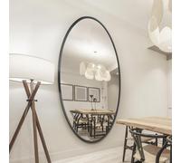 Mirroroutlet The Ovale Black Metal Framed Oval Wall Mirror 200Cm X 112Cm