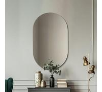 MirrorOutlet The Ovale - Large Frameless Oval Pill Oblong Wall Mirror 31" X 20" (80cm X 50cm) Silver Mirror Glass On A Black Backing.