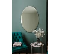MirrorOutlet The Ovale - Large Frameless Oval Pond Bevelled Wall Mirror 24" X 16" (60cm X 40cm) Silver Mirror Glass On A Black Backing.