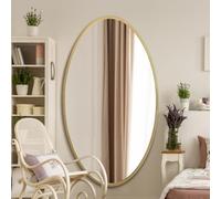 MirrorOutlet The Ovale - Large Gold Framed Oval Pond Wall Mirror 71" X 39" (180cm X 100cm) Silver Mirror Glass On A Black Backing.