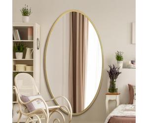 MirrorOutlet The Ovale - Large Gold Framed Oval Pond Wall Mirror 71" X 39" (180cm X 100cm) Silver Mirror Glass On A Black Backing.
