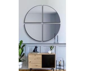 MirrorOutlet The Quadrants - Extra Large Black Modern 4 Piece Circular Window Wall Mirror 54" X 54" (140CM X 140CM) Size and spacing upon fitting. Unique & New