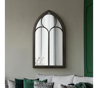 The Somerley - Rustic Black Metal Chapel Arched Decorative Wall or Leaner Mirror 44" X 24" (111CM X 61CM)
