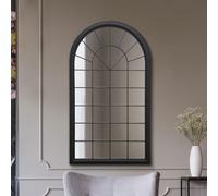 MirrorOutlet The Somerley - Black Rustic Metal Framed Country Full Length Arched Leaner Wall Mirror 51" X 30" (129CM X 75CM) Glass Mirror with Black All weather Backing.