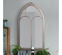 The Somerley - Extra Large Rustic Metal Chapel Arched Decorative Wall or Leaner Mirror Stone Colour 60" X 32" (150CM X 81CM)