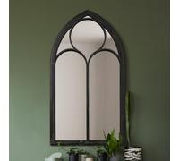 The Somerley - Extra Large Rustic Metal Chapel Arched Decorative Wall or Leaner Mirror Black Colour 60" X 32" (150CM X 81CM)