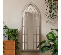 The Somerley - Rustic Framed Arched Gothic Window Style Leaner Wall Mirror 59" X 24" (149CM X 61CM) Stone Colour