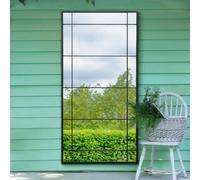 Mirroroutlet The Tabula Black Metal Framed Window Wall Or Leaner Garden Mirror 180Cm X 90Cm