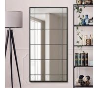 Mirroroutlet The Tabula Black Metal Framed Window Wall Or Leaner Mirror 160Cm X 80Cm