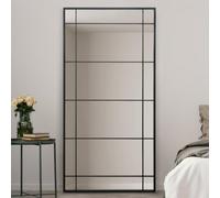 Mirroroutlet The Tabula Black Metal Framed Window Wall Or Leaner Mirror 180Cm X 90Cm