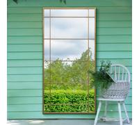 Mirroroutlet The Tabula Gold Metal Framed Window Wall Or Leaner Garden Mirror 180Cm X 90Cm