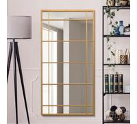 Mirroroutlet The Tabula Gold Metal Framed Window Wall Or Leaner Mirror 160Cm X 80Cm