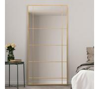 Mirroroutlet The Tabula Gold Metal Framed Window Wall Or Leaner Mirror 180Cm X 90Cm