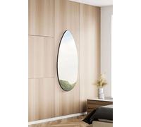 MirrorOutlet The Tear Drop - Frameless Modern Full Length Glass Leaner/Wall Mirror 47" X 18" (120CM X 45CM) Silver Mirror Glass with Black wooden Backing - Polished Edging