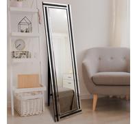 MirrorOutlet Triple Bevel Large Venetian Cheval Free Standing Black and Mirror 5Ft X 1Ft3 (150 X 40cm) YC123 Frameless