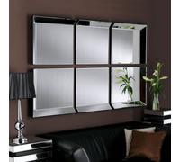 Mirroroutlet - Uk Made All Glass Modern 6 Panel Wall Mirror 5Ft6 X 3Ft6 (167 X 106 Cm)