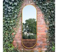 The Vultus - New Gold Metal Framed Double Arched Garden Wall Mirror 63" X 22" (160CM X 55CM) Suitable for Outside and Inside