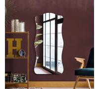 MirrorOutlet Wavy Rippled Large Leaner wall Mirror on Black Backing 63" X 29" (160x75CM). Premium Glass Mirror with Polished Edges | Size: 1 Pack MirrorOutlet Silver 1 Pack