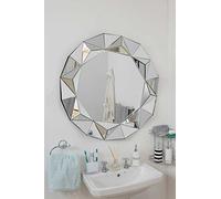 MirrorOutlet Welwyn Modern Silver Round Venetian Wall Mounted Mirror with Octagonal Central Section 3Ft, (90cm)