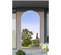 MirrorOutlet The Arcus - White Framed Modern Full Length Arched Leaner Wall Garden Mirror 79" X 39" (200CM X 100CM) Silver Mirror Glass with Black All weather Backing.