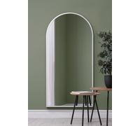 MirrorOutlet The Arcus - White Framed Modern Full Length Arched Leaner/Wall Mirror 63" X 31" (160CM X 80CM) Silver Mirror Glass with Black All weather Backing.