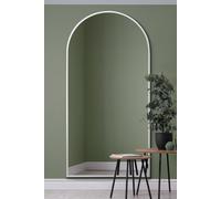 MirrorOutlet The Arcus - White Framed Modern Full Length Arched Leaner/Wall Mirror 79" X 39" (200CM X 100CM) Silver Mirror Glass with Black All weather Backing.