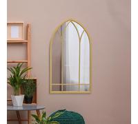 MirrorOutlet The Arcus - Gold Metal Framed Modern Arched Wall Mirror 32" X 19" (83CM X 48CM) Black. 2cm Wide Frame and 3cm Deep.
