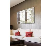 MirrorOutlet YC020-1 Extra Large All Glass Modern Bevelled Square Corner Wall Mirror 120 x 80 CM, Frameless, Rectangular