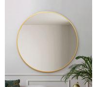 Mirroroutletthe Fenestra Gold Edged Circular Modern Wall Mirror 120Cm Diameter