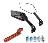 Mirrors Accessories Universal Motorcycle Rearview Side Mirror Black ABS Plastic Motorbike With Extension Riser Mounting Bracket(2Wtih Bracket)