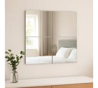 Mirrors Tiles Self Adhesive Mirror Glass Flexible Mirror Sheets Glass Square Wall Mounted DIY Mirrors Full Length for Bedroom Bathroom Living Room Door (4, 30x30cm)