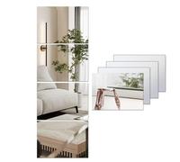Mirrors Tiles Stickers for Walls, 4pcs Acrylic Full Body Length HD Mirror, Non-Glass Safe Wall-Mounted Retro Mirrors Stick On Makeup Large Full Body Mirror Home Workout Gym Hallway Tile (4pcs 40x30cm)