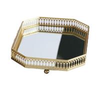 Mirrors Tray - Decorative Vanity Tray, Elegant Mirrored Serving Tray | Versatile Coffee Table Mirrored Tray, Golden Rectangular Glass Tray for Perfume, Jewelry, Makeup, Bathroom, and Bedroom Decor