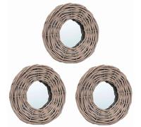 Mirrors Wicker Bathroom Wall-mounted Makeup Vanity Mirror Rattan Frame vidaXL