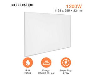 Mirrorstone Heating Mirrorstone Classic White Panel Fir Coated Aluminium 1200W Infrared Heating Panel