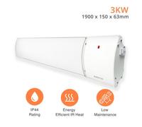 Mirrorstone Heating Mirrorstone Helios White Bar Fir Coated Aluminium 3000W Infrared Heater