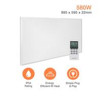 Mirrorstone Heating Mirrorstone Nxt Gen White Panel Fir Coated Aluminium 580W Infrared Heating Panel (With Suspension Kit)